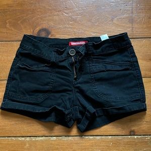 Black canvas jean shorts